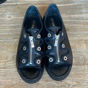Opening Ceremony Black Leather Sip Up Peek a Boo Toe Shoes Size 38 (7 1/2)